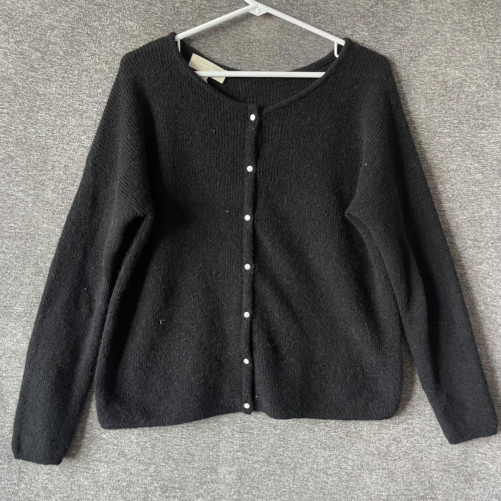 Sezane Sweater Womens M Black Mohair Alpaca Button Front Cardigan Italy Gaspard